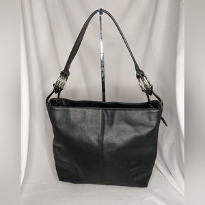 CNKW CANADA BLACK LEATHER SHOULDER BAG